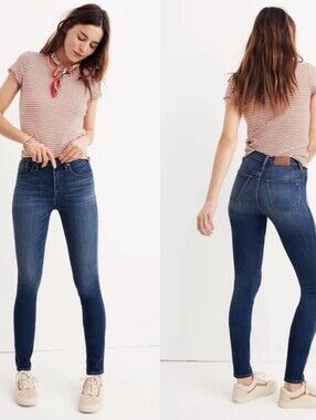 Madewell 10" High Rise Skinny Jeans Womens 25 Blue Dark Wash Stretch Denim